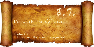 Benczik Terézia névjegykártya